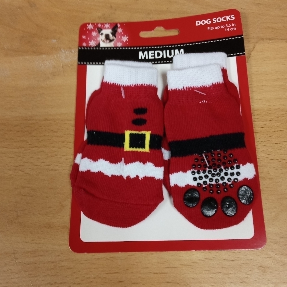 New Christmas Santa Claus Dog Socks Size Medium M